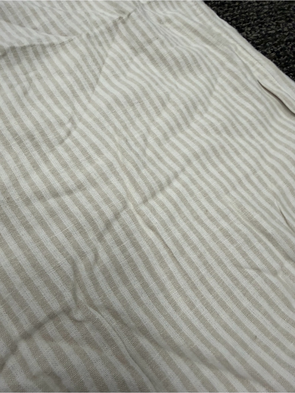 Women's Wide-Leg Drawstring Linen-Blend Pants in Light Gray Stripe - Picture 5 of 5